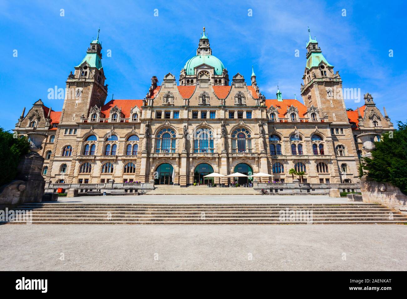 Nuovo municipio o Neues Rathaus nella città di Hannover, Germania Foto Stock