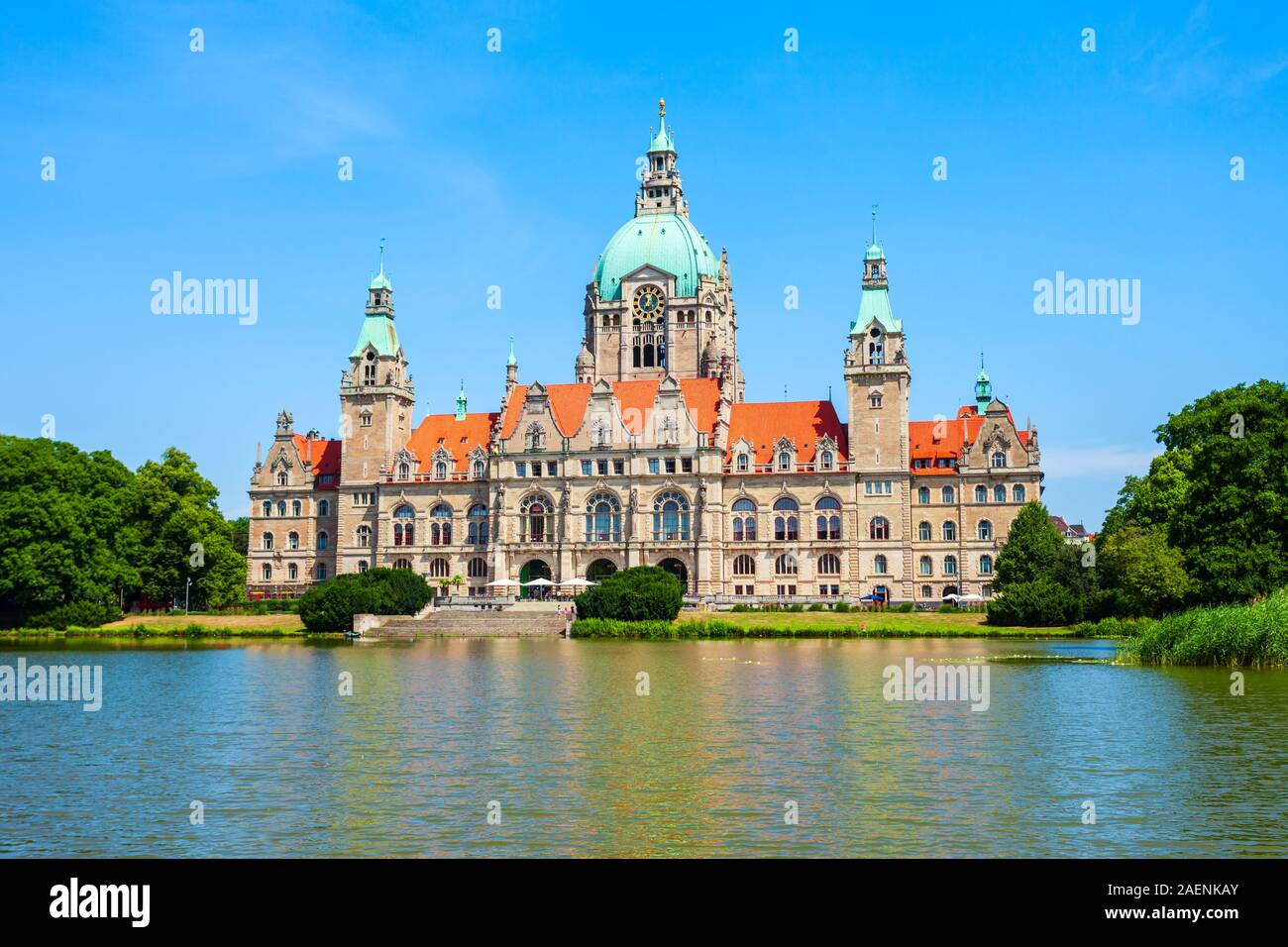 Nuovo municipio o Neues Rathaus nella città di Hannover, Germania Foto Stock