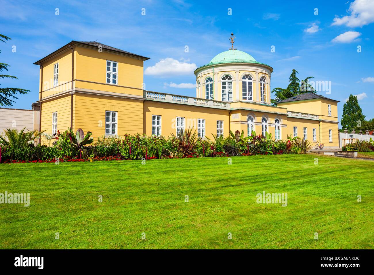 Il vecchio edificio della biblioteca in herrenhausen distretto della città di Hannover in Germania Foto Stock