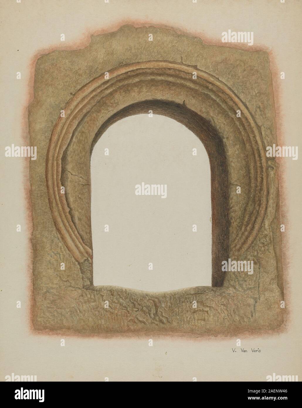 Una finestra della cappella progettata da vera Van Voris intorno al 1939, enfatizza la costruzione di vetrate colorate, motivi decorativi e integrazione architettonica. Foto Stock