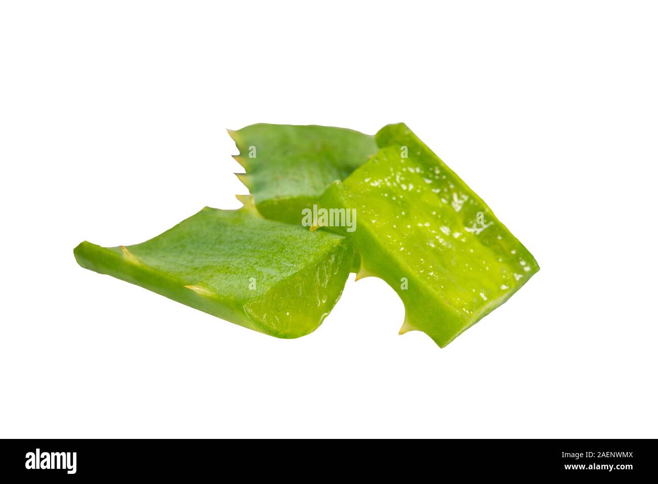 Aloe foglie polpa e aloe vera foglia fresca Foto Stock