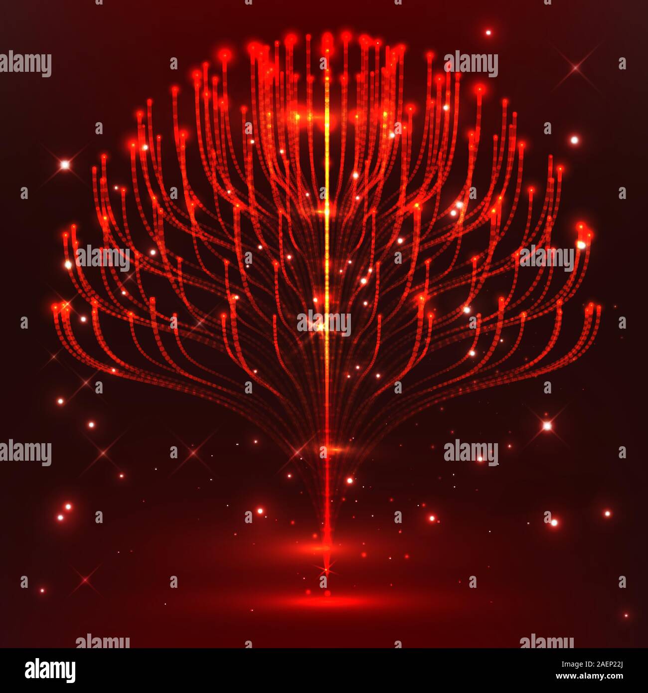 Grande per la visualizzazione di dati. Rosso brillante background tecnologico. La presentazione visiva sul grande analisi dei dati. Illustrazione Vettoriale