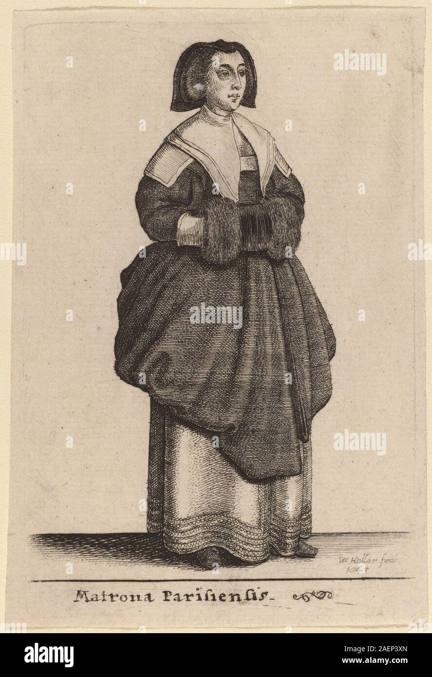 Wenceslaus Hollar, Matrona Parisiensis, 1643, Matrona Parisiensis; 1643 data Foto Stock