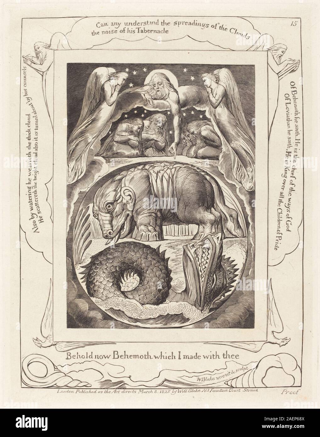 William Blake, Behemoth e Leviathan, 1825 Behemoth e Leviathan; 1825 data Foto Stock