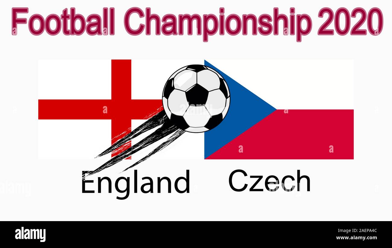 2020 Il campionato europeo di calcio, banner, web design, match tra Inghilterra e Repubblica Ceca. Illustrazione Vettoriale