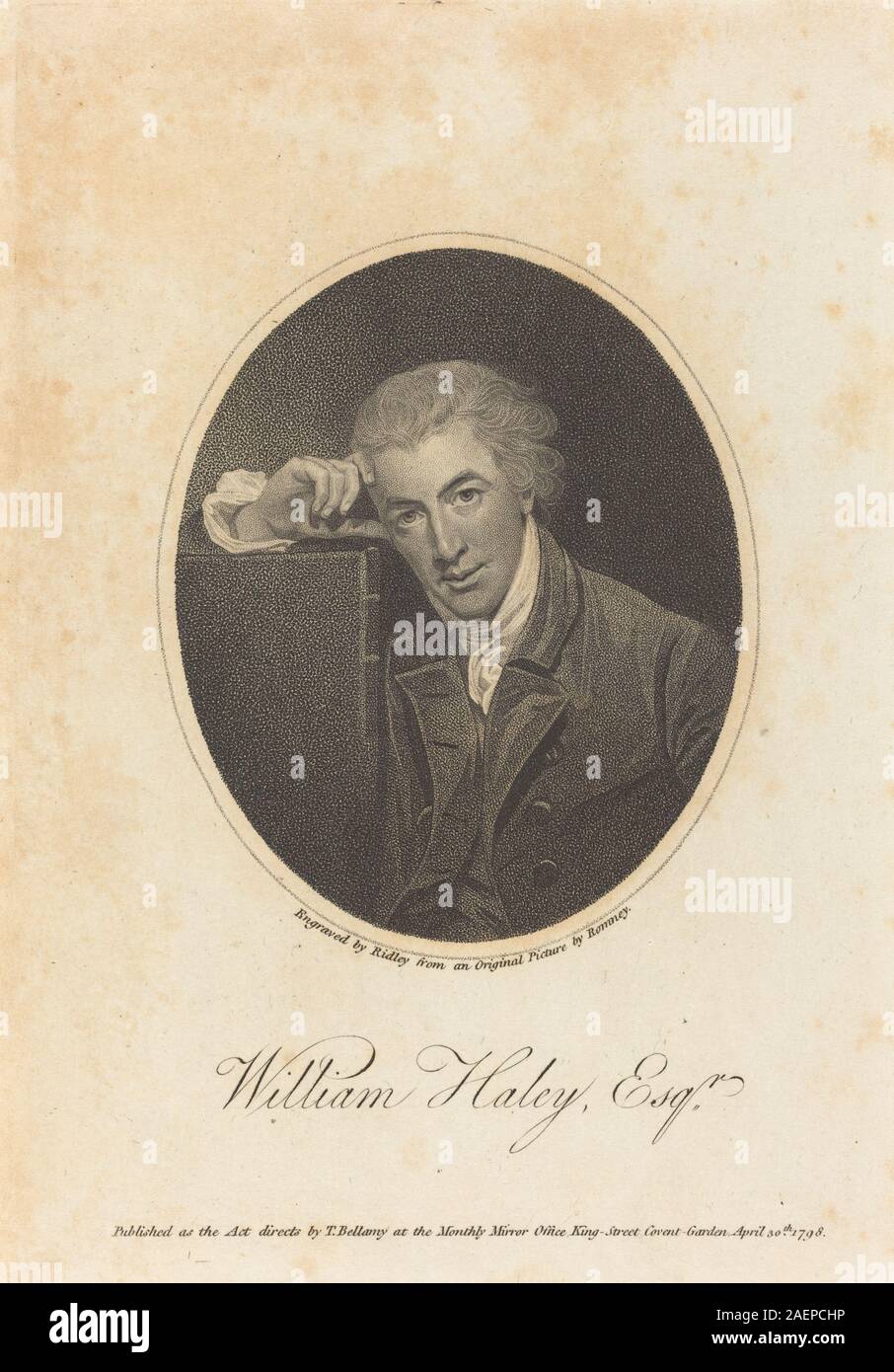 William Ridley dopo George Romney, William Hayley, Esq, pubblicato 1798, William Hayley, Esq.; pubblicato 1798 Foto Stock