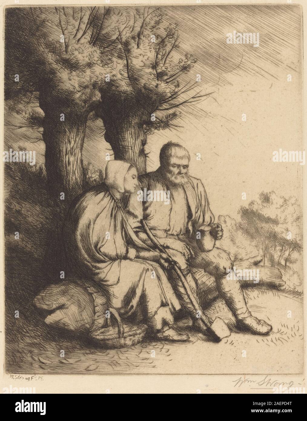 William Strang, l uomo e la donna sotto un albero, uomo e donna sotto un albero Foto Stock