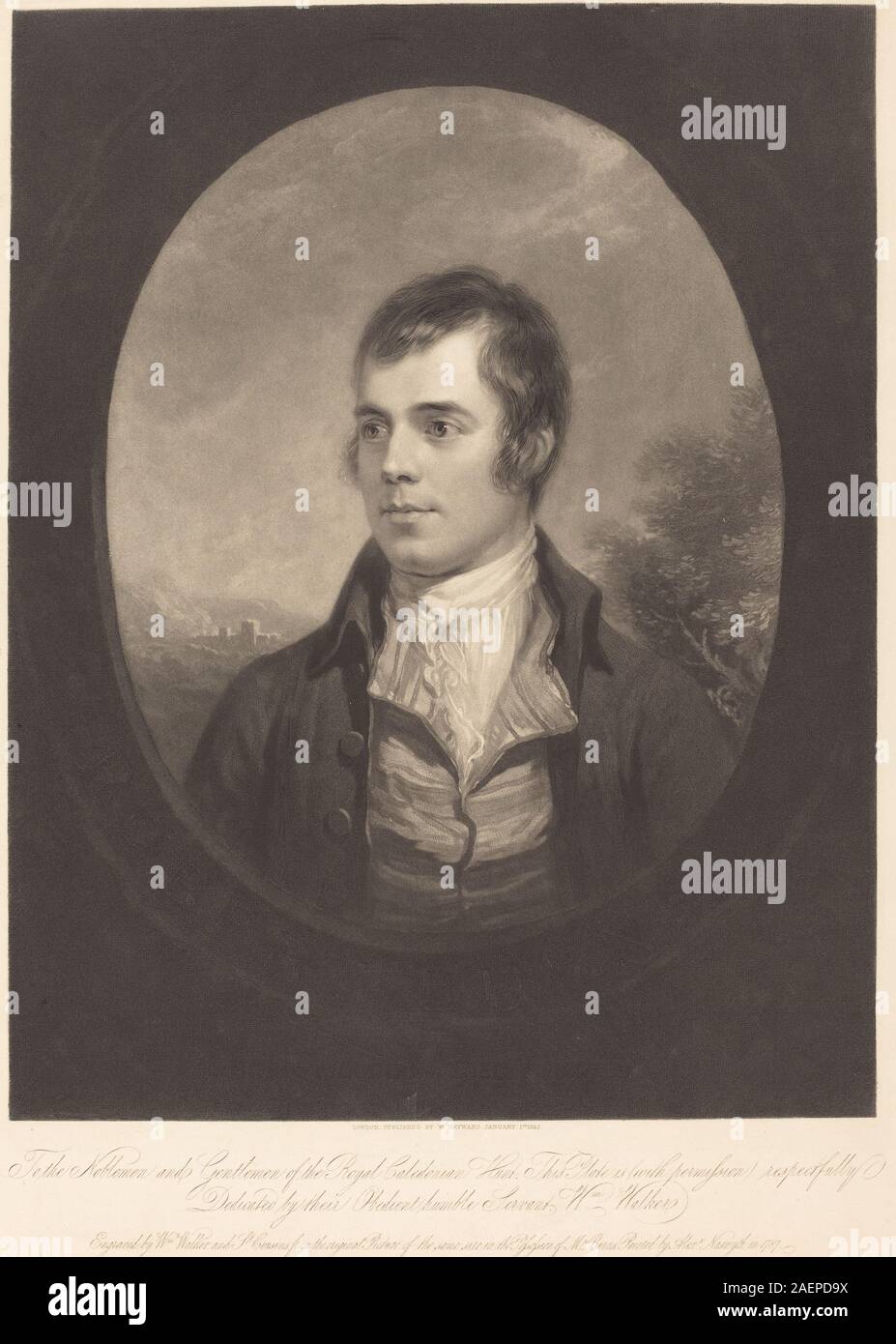 William Walker e Samuel cugini dopo Alexander Nasmyth, Robert Burns, pubblicato 1842, Robert Burns; pubblicato 1842 Foto Stock