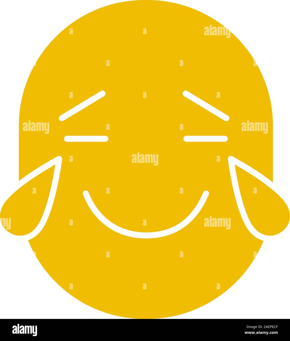 Smile con lacrime di gioia glifo icona di colore. Felice di piangere emoticon. Silhouette simbolo su sfondo bianco. Lo spazio negativo. Illustrazione Vettoriale Illustrazione Vettoriale