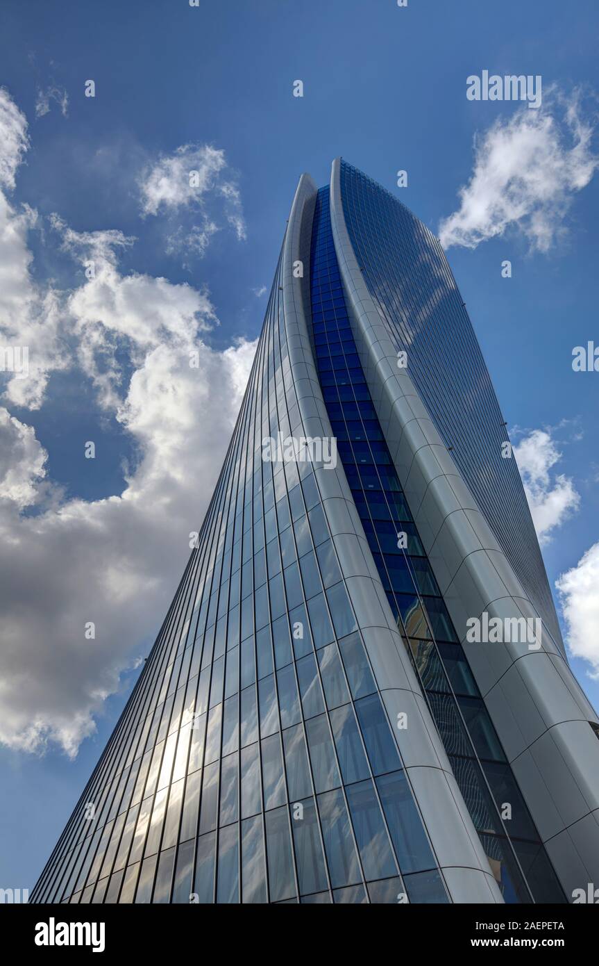 La moderna architettura della Torre Generali nel quartiere di Citylife , Milano, Italia Foto Stock
