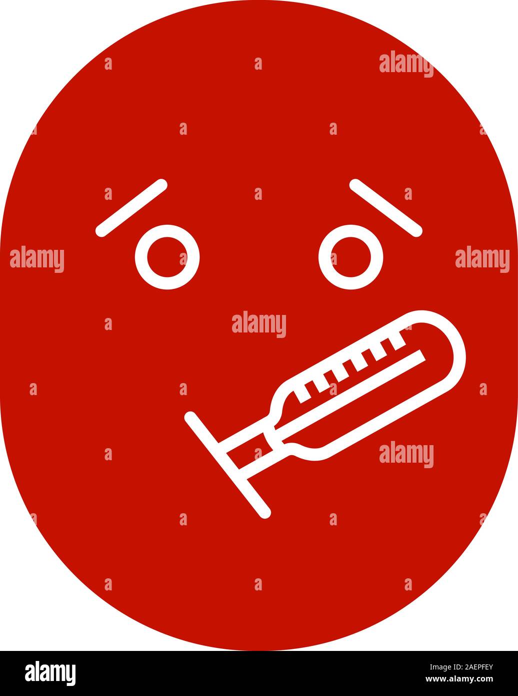 Faccia malati glifo icona di colore. Smile con il termometro. Silhouette simbolo su sfondo bianco. Lo spazio negativo. Illustrazione Vettoriale Illustrazione Vettoriale