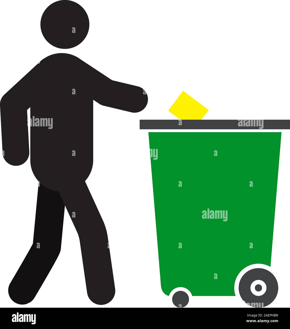 L'uomo buttare nel cestino icona silhouette. Il riciclaggio dei rifiuti  Vettore isolato illustrazione. Prevenzione dell'inquinamento Immagine e  Vettoriale - Alamy