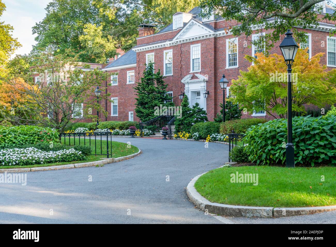ALLSTON, MA/STATI UNITI D'America - 29 settembre 2019: Dean's House presso la Harvard Business School. Foto Stock