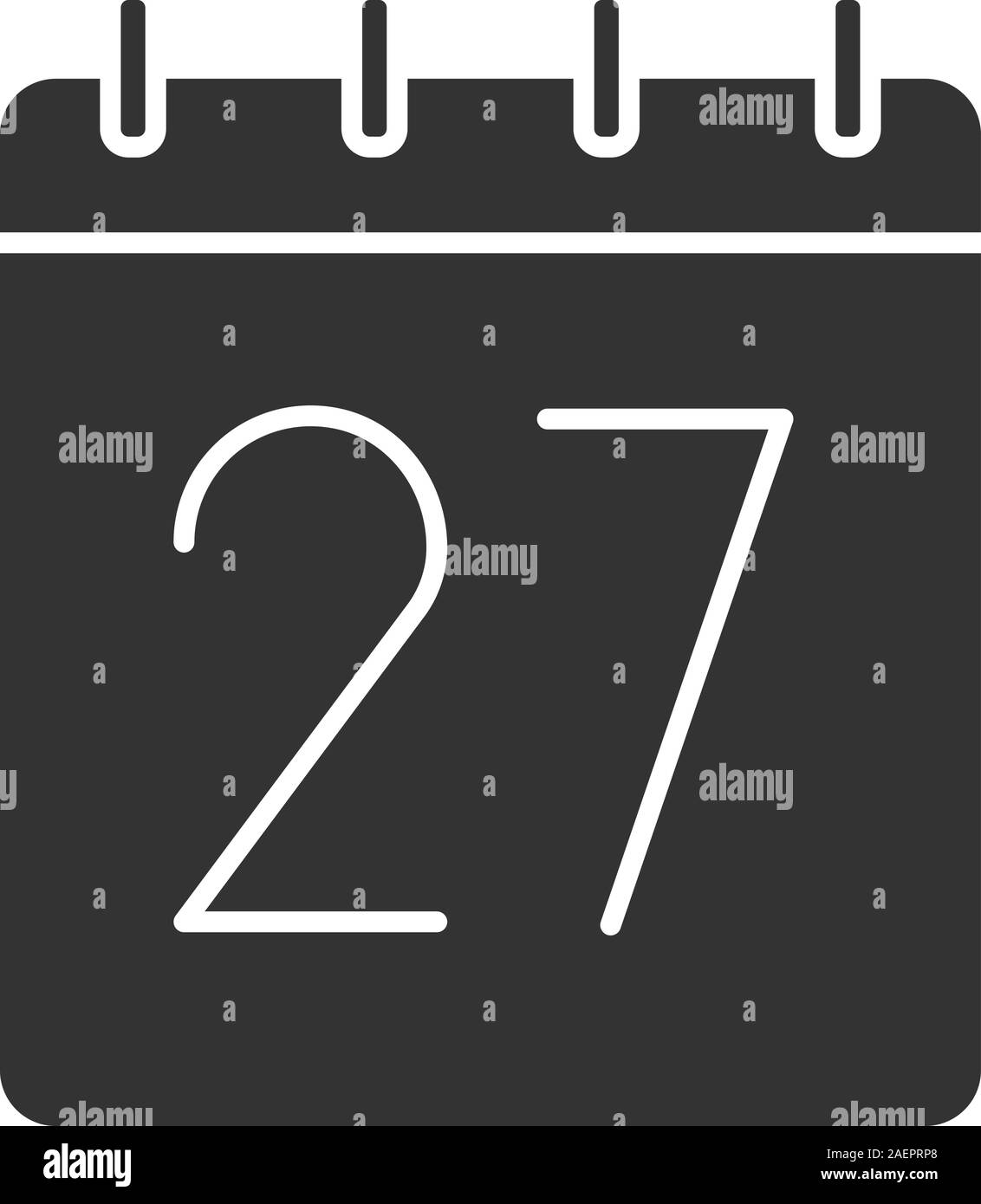 Venti il settimo giorno del mese icona glyph. Data simbolo di silhouette. Calendario da parete con 27 segno. Lo spazio negativo. Vettore illustrazione isolato Illustrazione Vettoriale