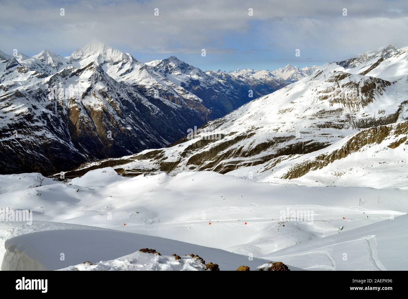 Altitudine elevata valle innevata Foto Stock