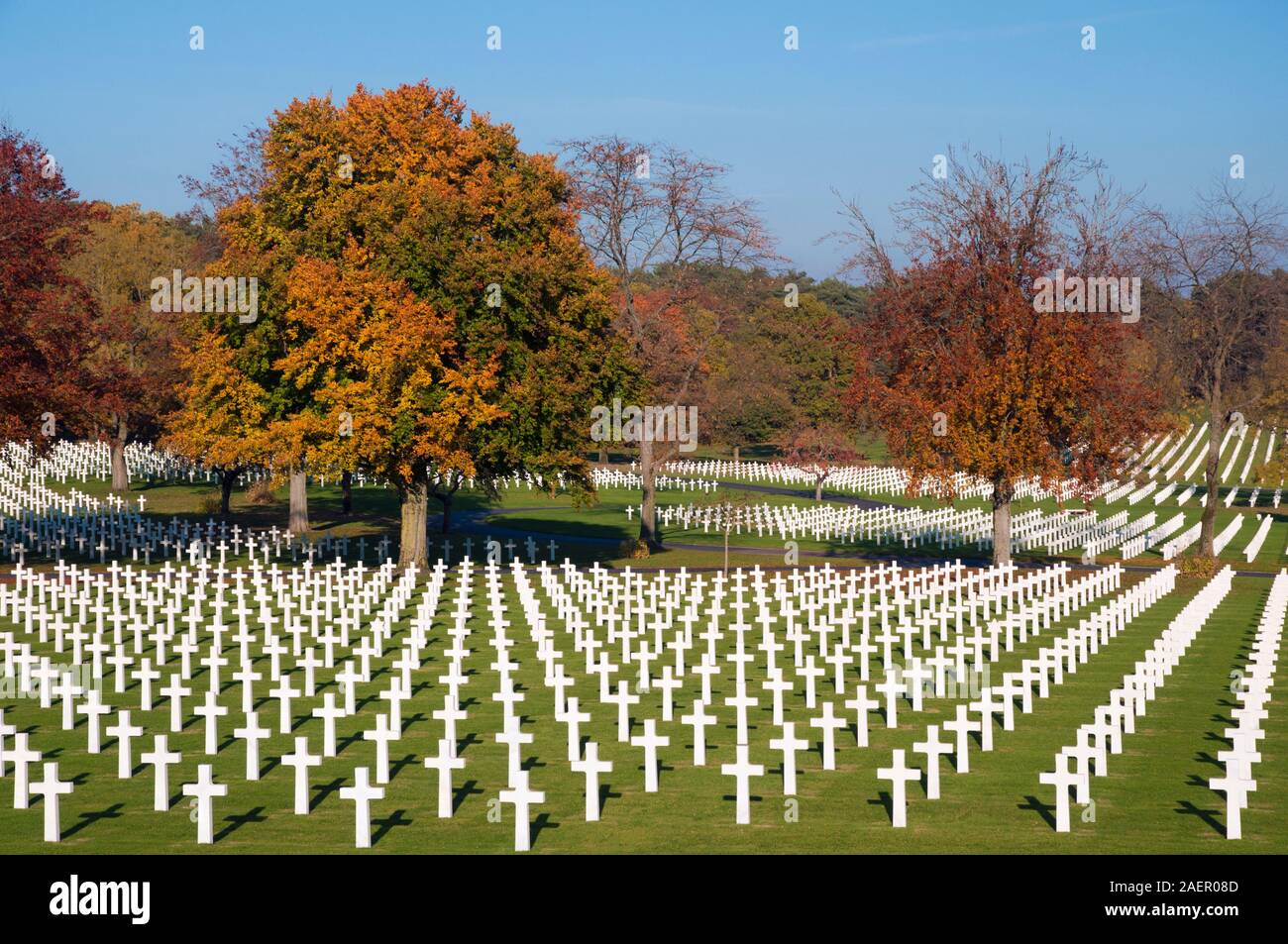 Lorraine American Cimitero e memoriale, la II Guerra Mondiale, St Avold, Moselle (57), il Grand regione Est, Francia. Foto Stock