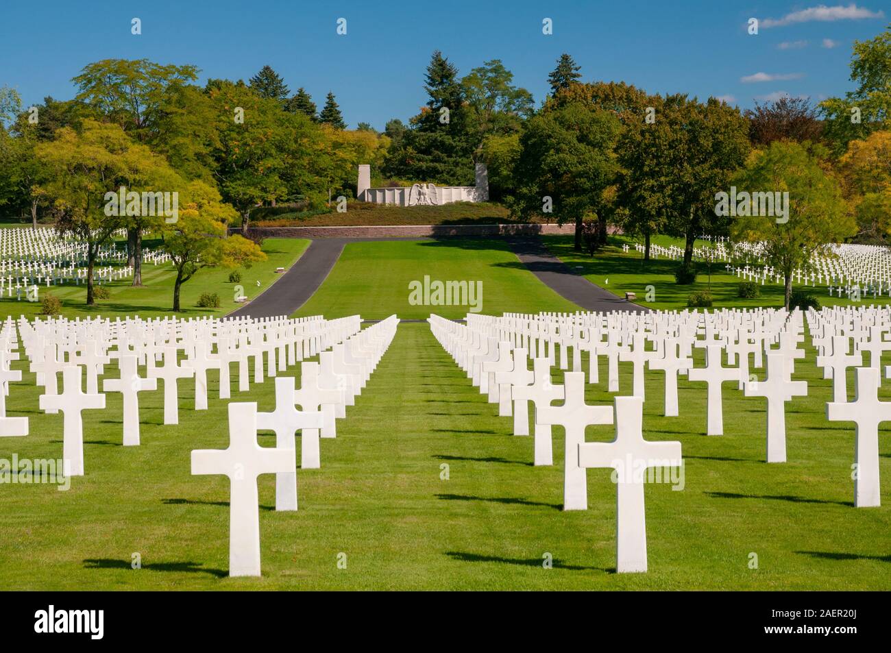 Lorraine American Cimitero e memoriale, la II Guerra Mondiale, St Avold, Moselle (57), il Grand regione Est, Francia. Foto Stock