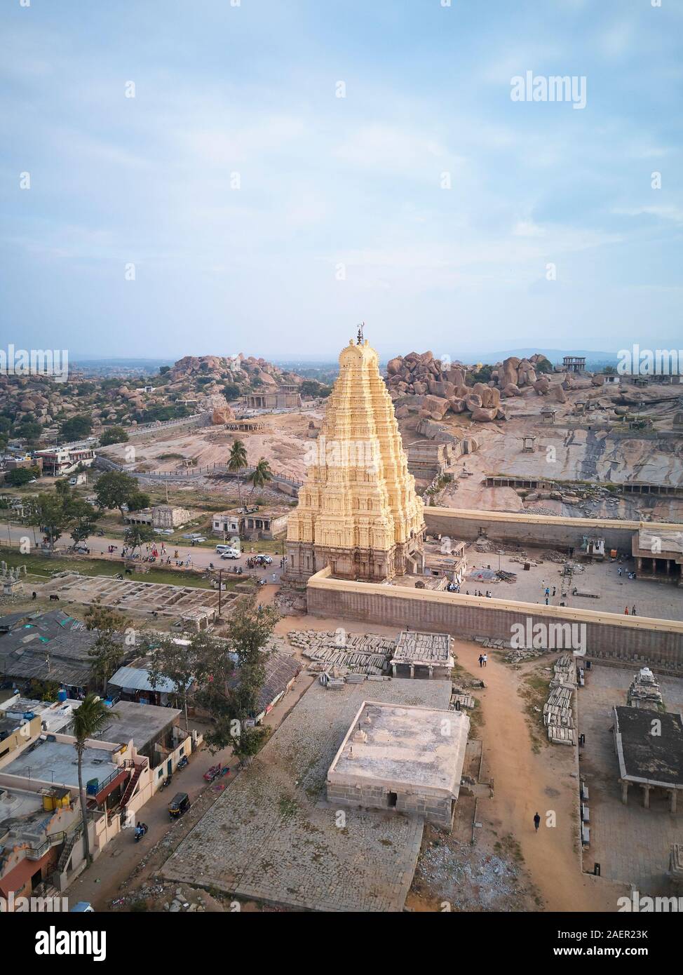 Una veduta aerea Tempio Virupaksha e dintorni Foto Stock