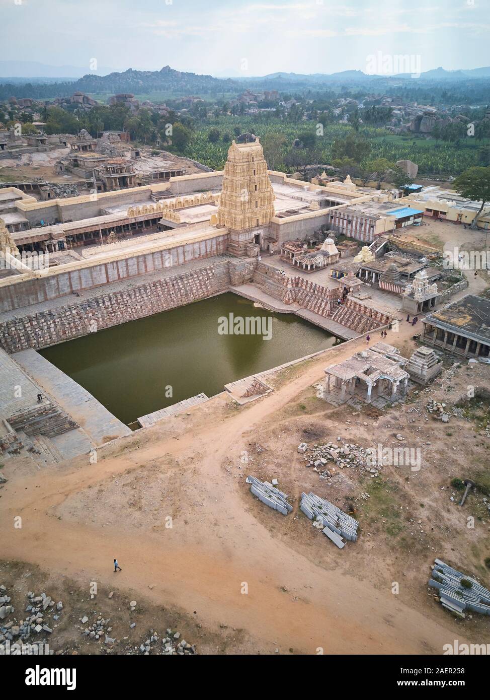 Una veduta aerea Tempio Virupaksha e dintorni Foto Stock