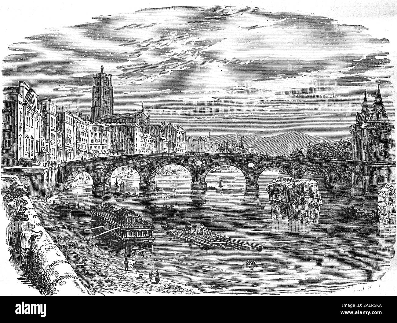 Nuovo ponte, 17 secolo, Tolosa, città del sud della Francia / neue Brücke, 17 Jahrhundert, von Toulouse, Stadt in Südfrankreich, riproduzione di un originale del XIX secolo / stampa Reproduktion von einem Originaldruck aus dem 19. Jahrhundert Foto Stock
