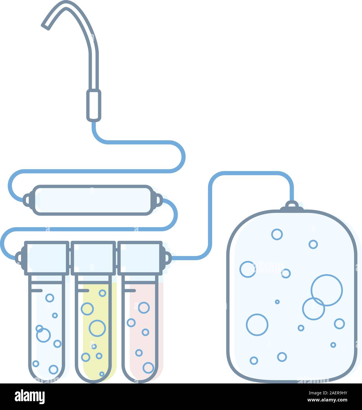 Filtri per purificare la vostra acqua potabile - home acqua filtraggio icona del sistema Illustrazione Vettoriale