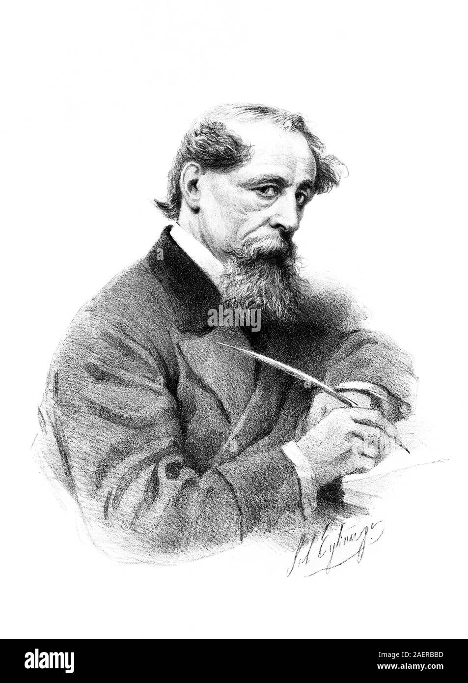 Vintage ritratto dello scrittore inglese Charles Dickens (1812 - 1870). Stampare circa 1867 da Endicott & Co di New York / Ticknor & Campi di Boston e New York. Foto Stock