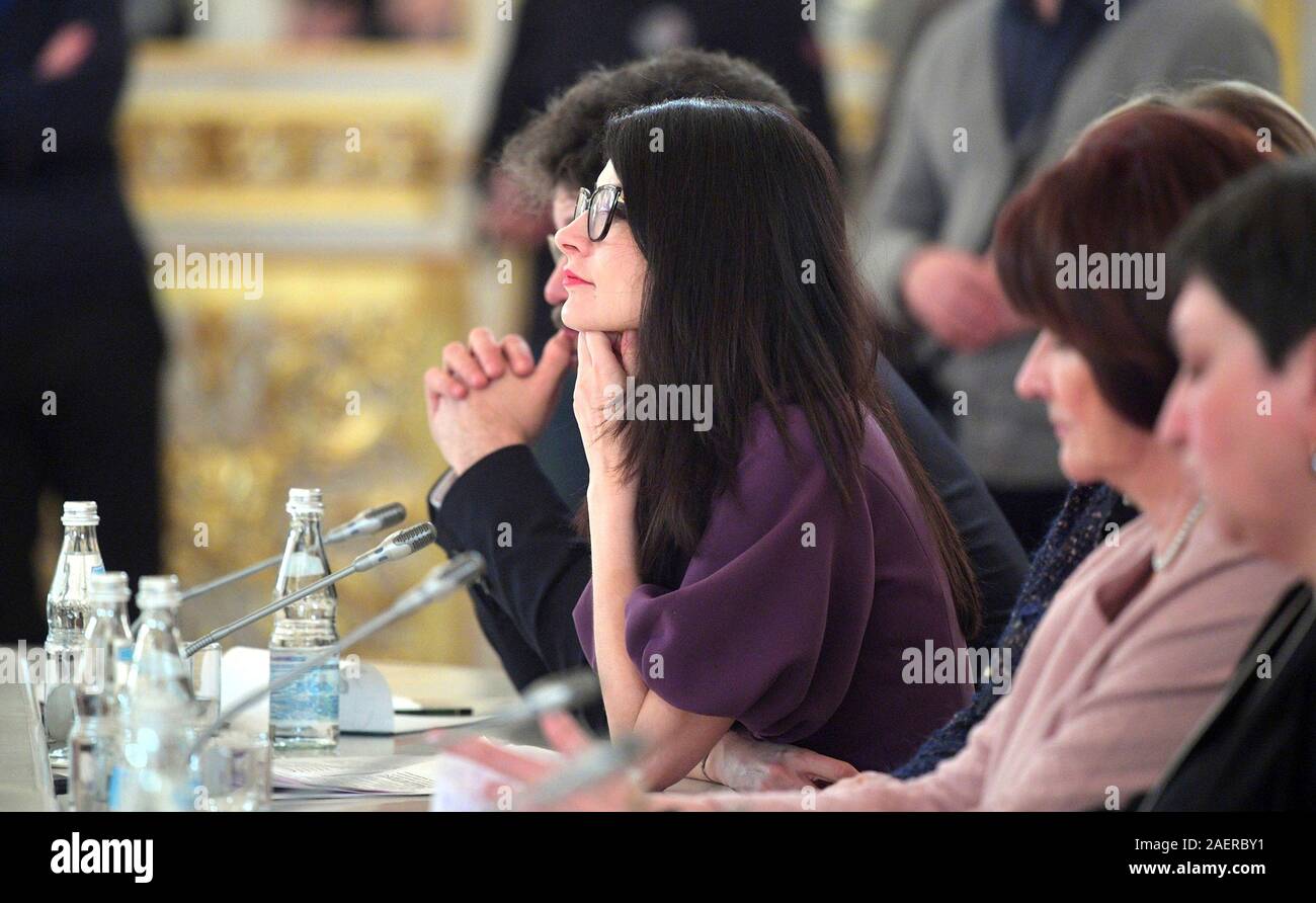Mosca, Russia. 10 dicembre, 2019. Moskovsky Komsomolets columnist Yeva Merkacheva durante il Consiglio presidenziale per la società civile e i diritti umani incontro presso il Cremlino Dicembre 10, 2019 a Mosca, in Russia. Credito: Alexei Druzhinin Cremlino/Piscina/Alamy Live News Foto Stock