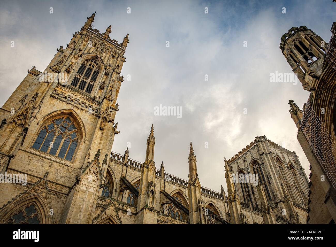 La vista della cattedrale di York Minster e York, Regno Unito Foto Stock