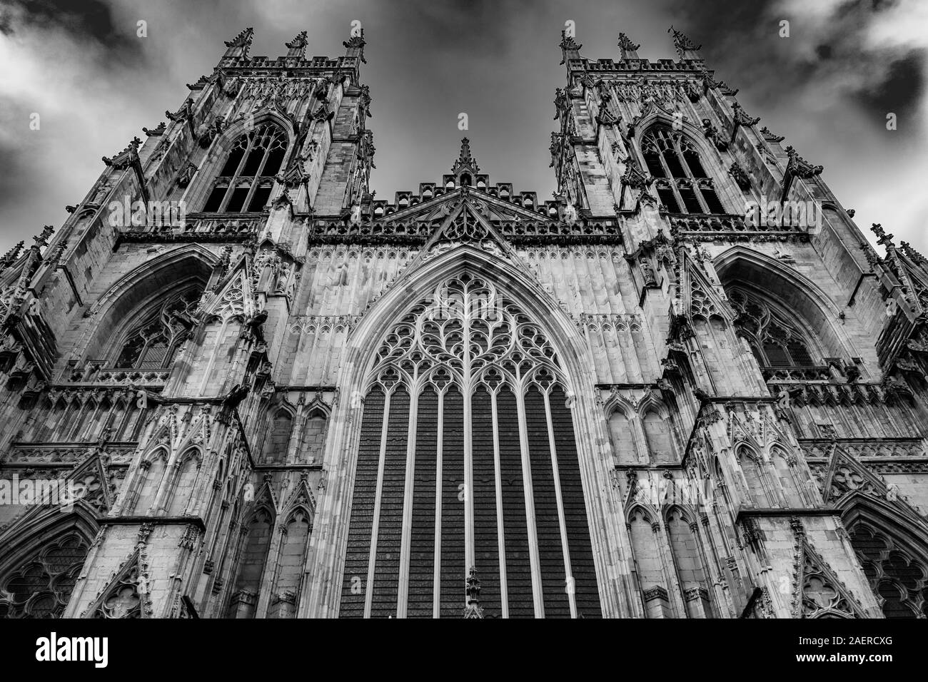 York Minster fronte ovest, York, Regno Unito Foto Stock