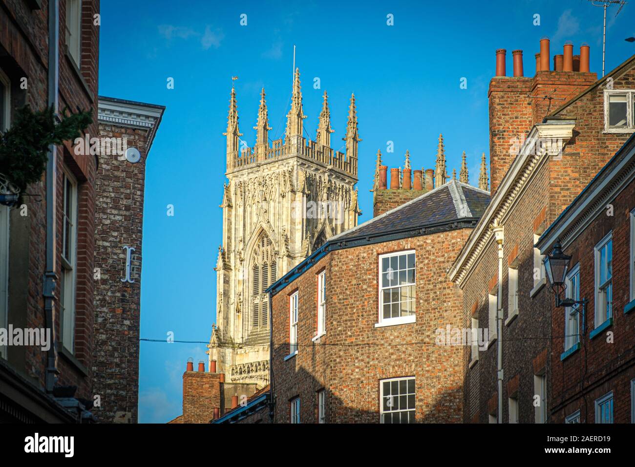 York Minster e Petergate, York, Regno Unito Foto Stock