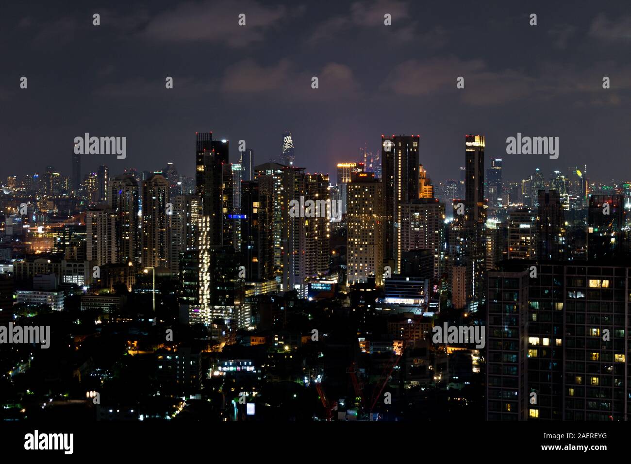 Bangkok skyline notturno, Bangkok, Thailandia, Asia Foto Stock