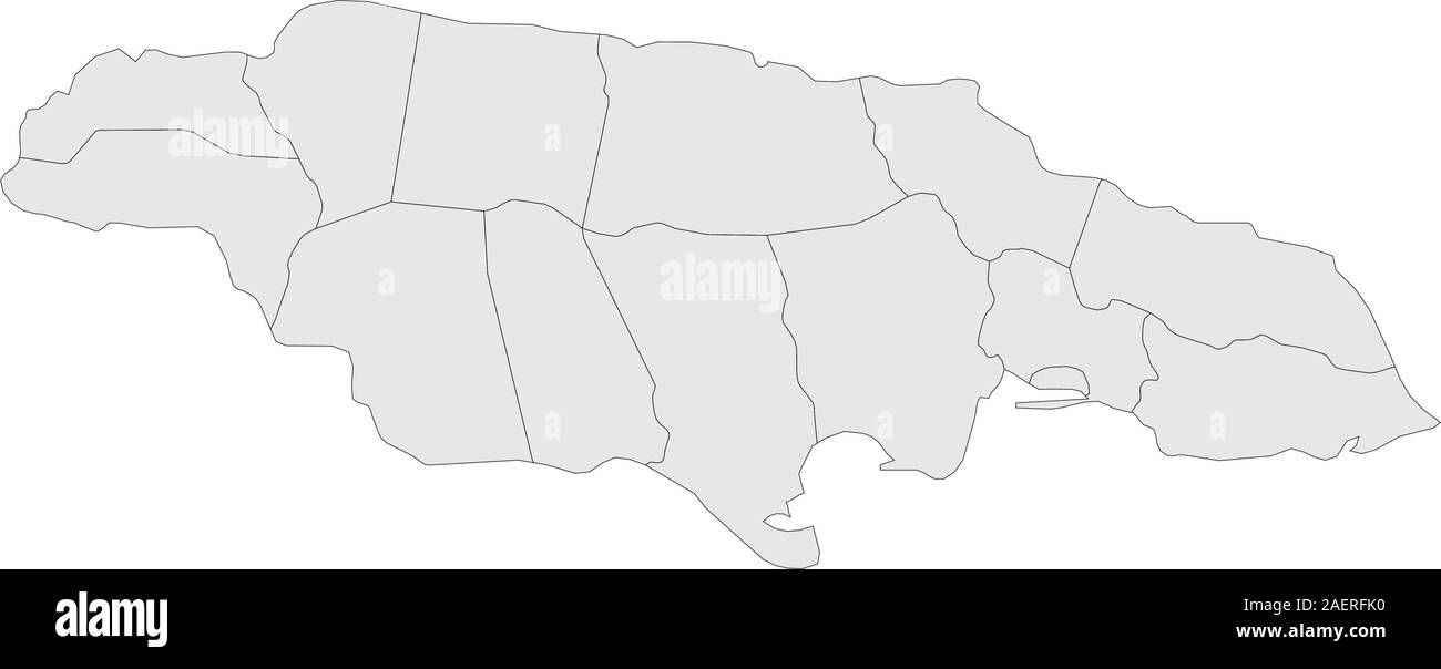 Giamaica mappa politico illustrazione vettoriale. Colore grigio chiaro. Illustrazione Vettoriale
