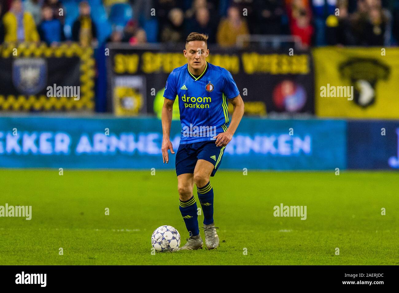 08-12-2019: Voetbal: Vitesse v Feyenoord: Arnhem L-R Feyenoord player Jens Toornstra Eredivisie calcio stagione 2019-2020 Foto Stock