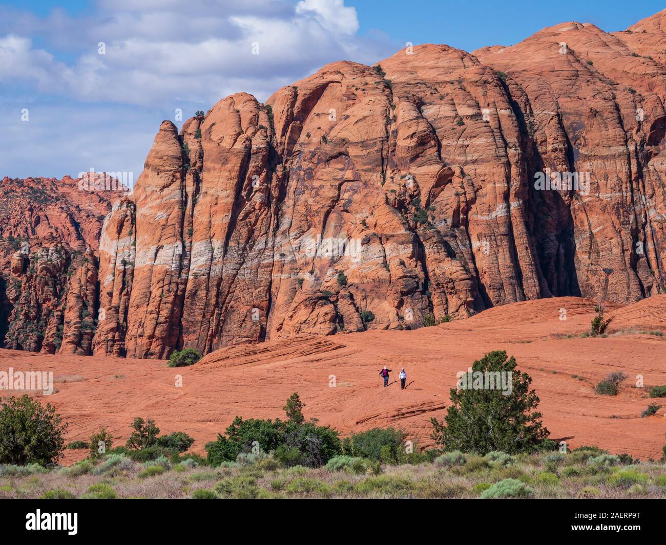 Gli escursionisti sulla pietrificate dune, Snow Canyon State Park, Saint George, Utah. Foto Stock