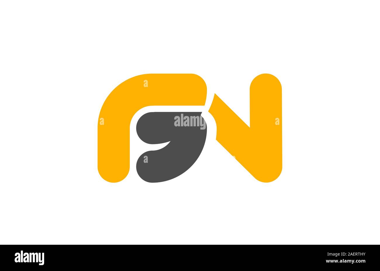 Giallo grigio combinazione di logo BN LETTERA B N alfabeto icona del design per il business. Adatto per il logotipo della società Illustrazione Vettoriale