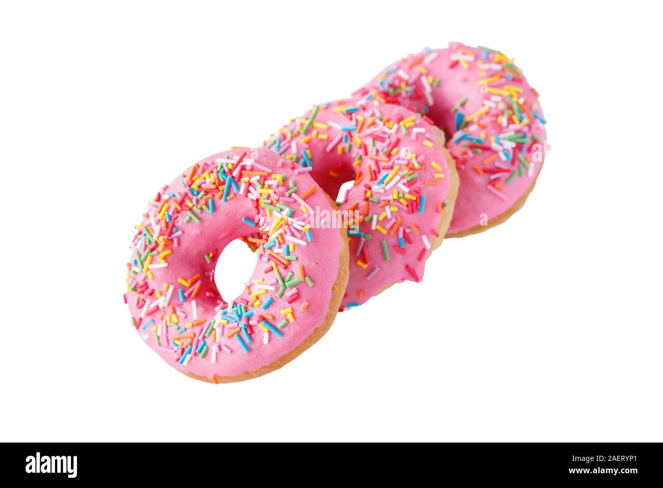 Donuts con glassa di colore rosa. Foto Stock
