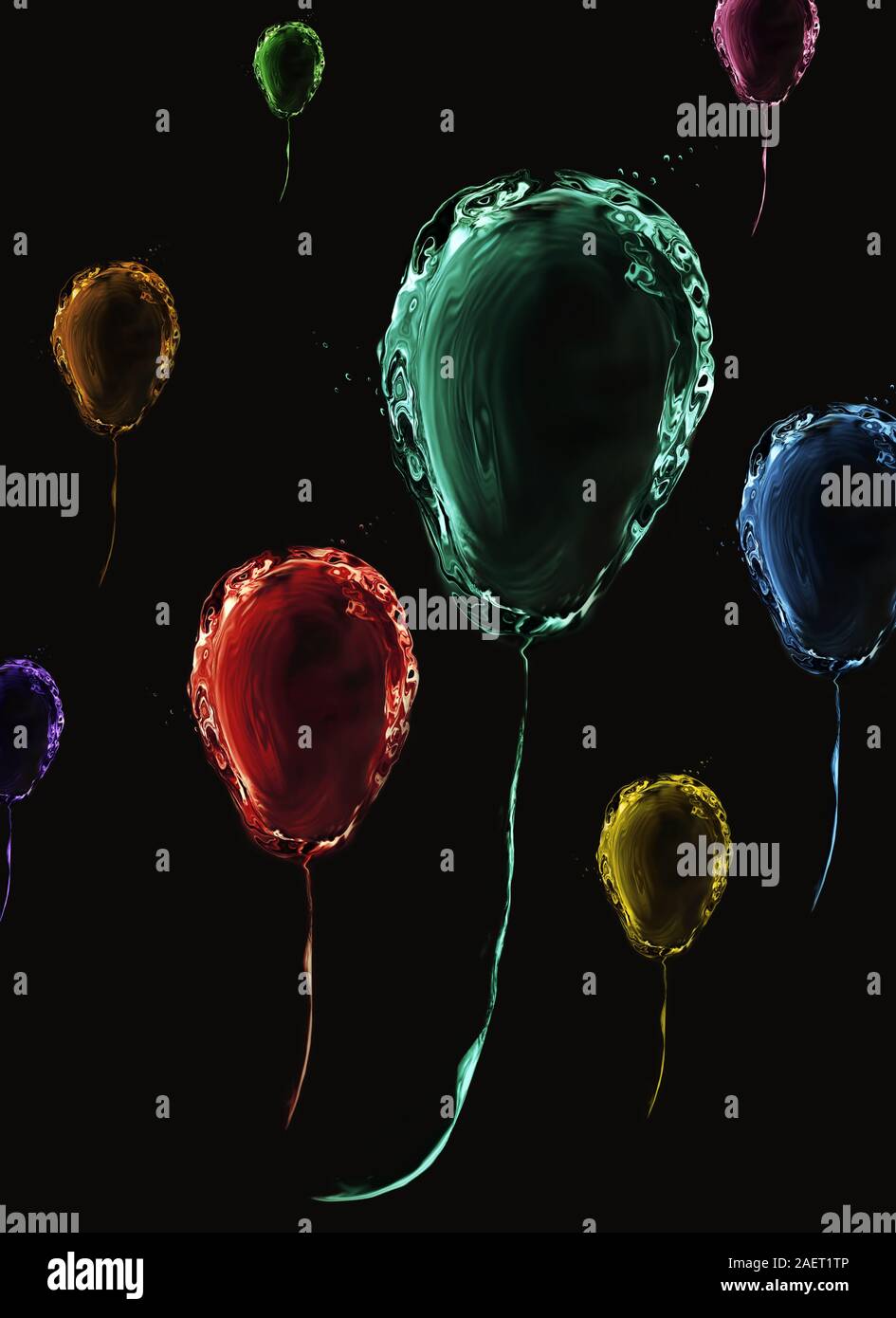 Palloncini colorati fatti di acqua galleggiavano. Foto Stock