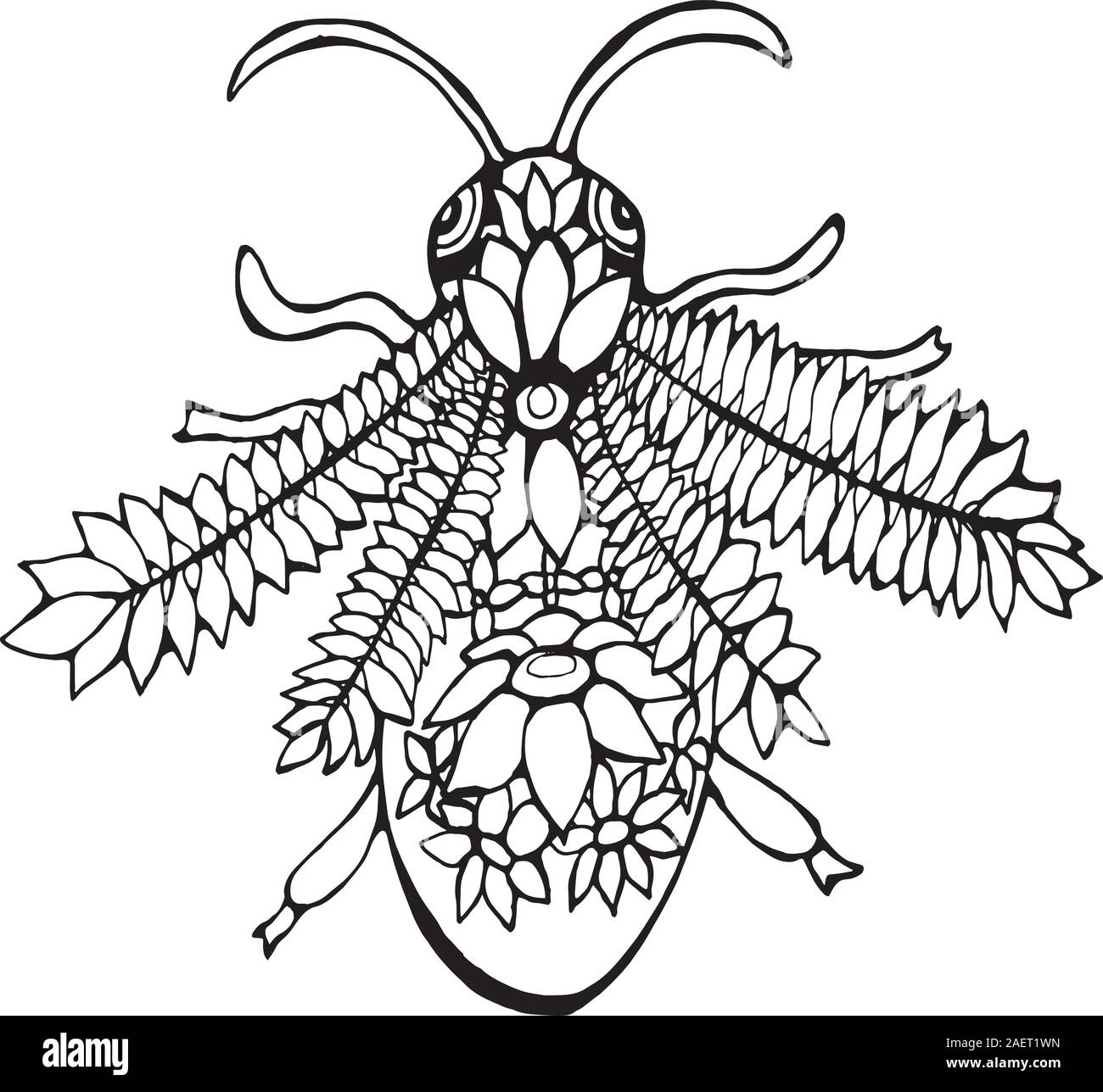 Illustrazione di un ape. Cosmic ornamentali tatuato wasp. Illustrazione Vettoriale