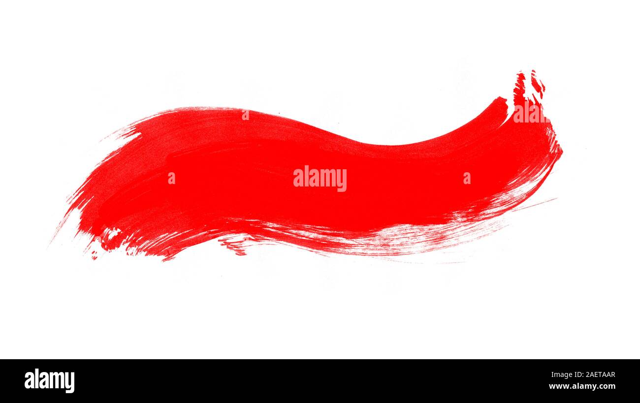 La vernice rossa corsa. Tratto di pennello. La vernice rossa sullo sfondo Foto Stock