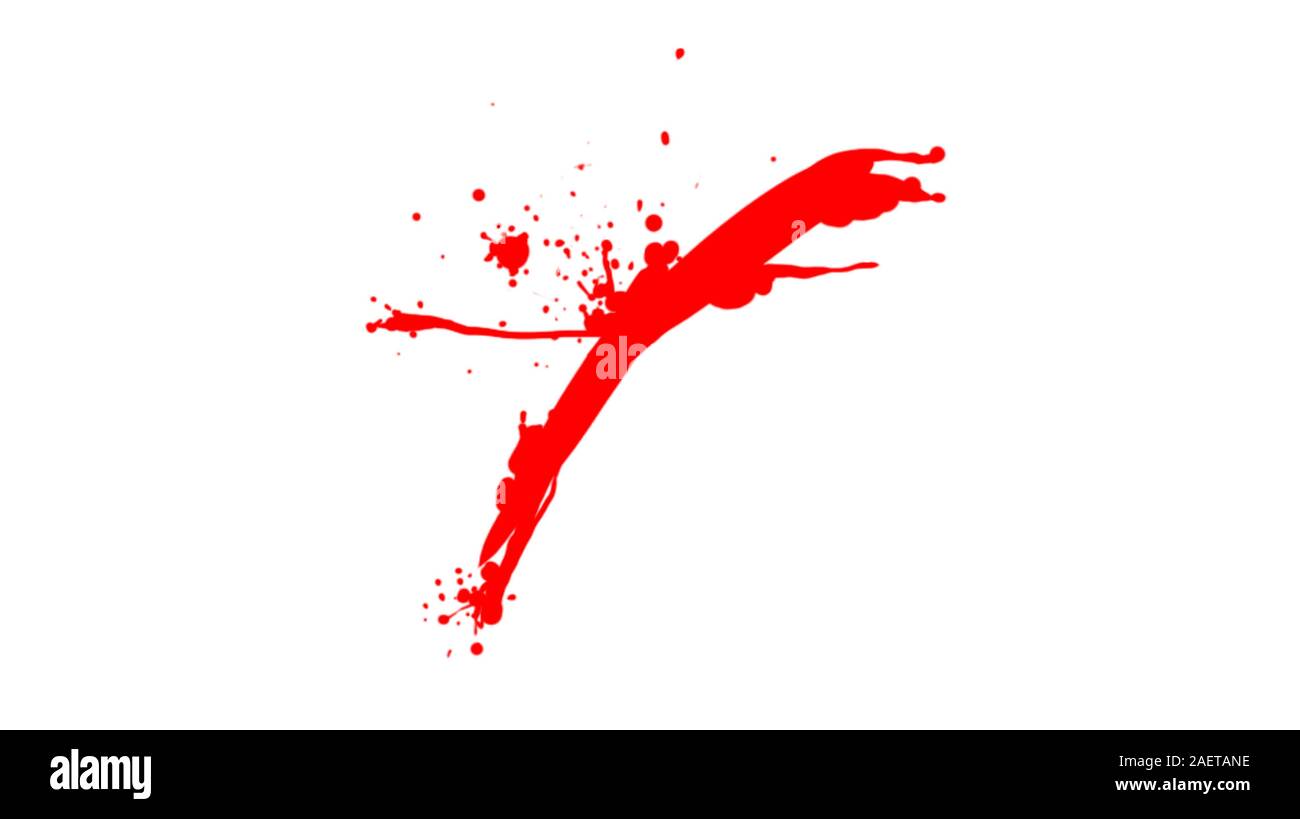 Bella rossa di spruzzi di vernice isolati su sfondo bianco. La vernice rossa spazzola Foto Stock