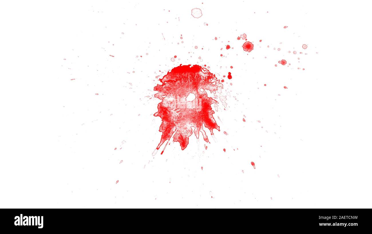 Abstract rosso spruzzi di vernice isolati su sfondo bianco Foto Stock