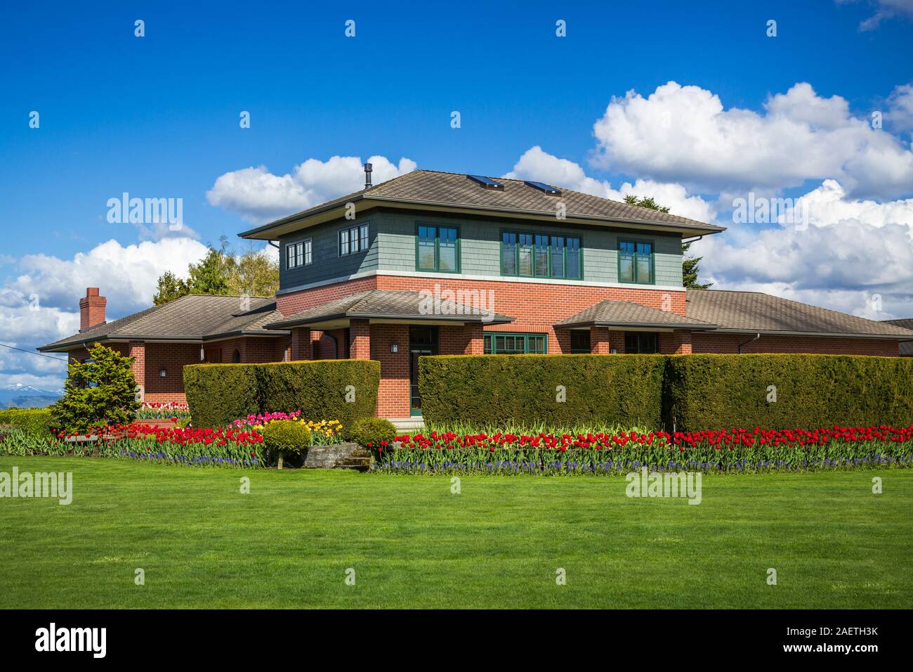 Un Skagit River Valley Country home vicino a Mount Vernon, Washington, Stati Uniti d'America. Foto Stock