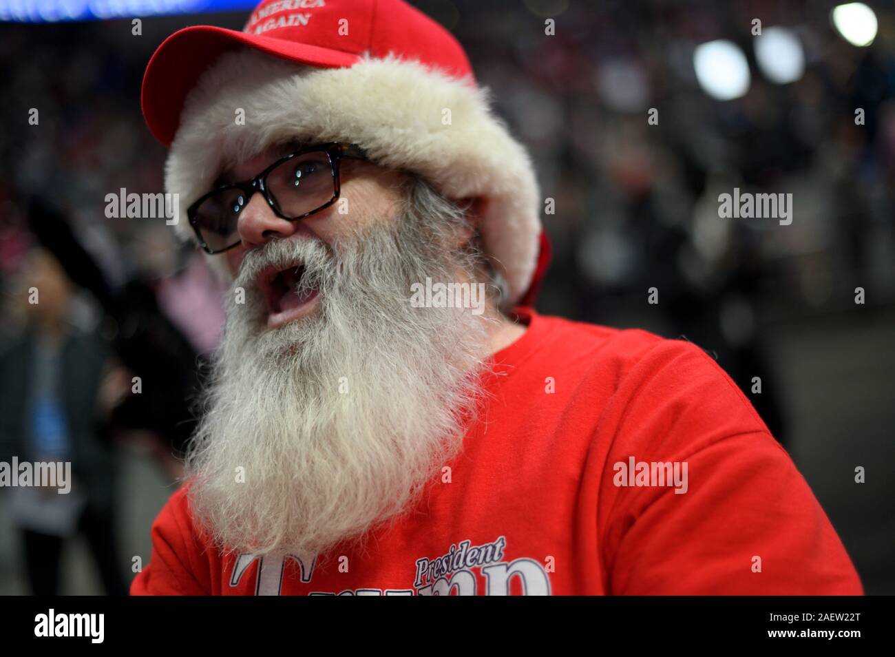 Hershey, Pennsylvania, USA. 10 dicembre, 2019. Stati Uniti Presidente Donald Trump e Vicepresidente Mike Pence tornare in Pennsylvania per un a mantenere l'America grande campagna rally al Centro Giant, ad Hershey, PA, il 10 dicembre 2019. Credito: OOgImages/Alamy Live News Foto Stock