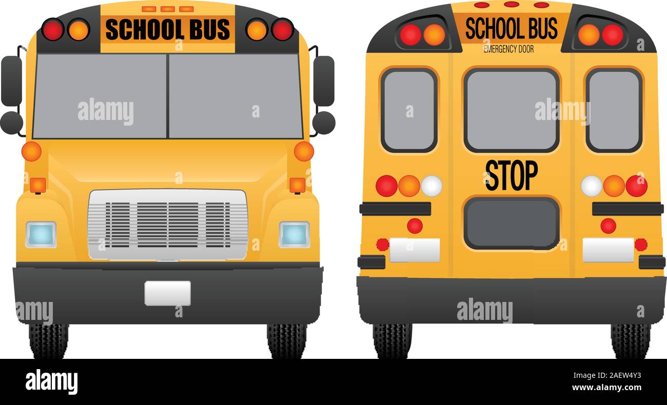 Scuola bus su uno sfondo bianco. Illustrazione Vettoriale. Illustrazione Vettoriale