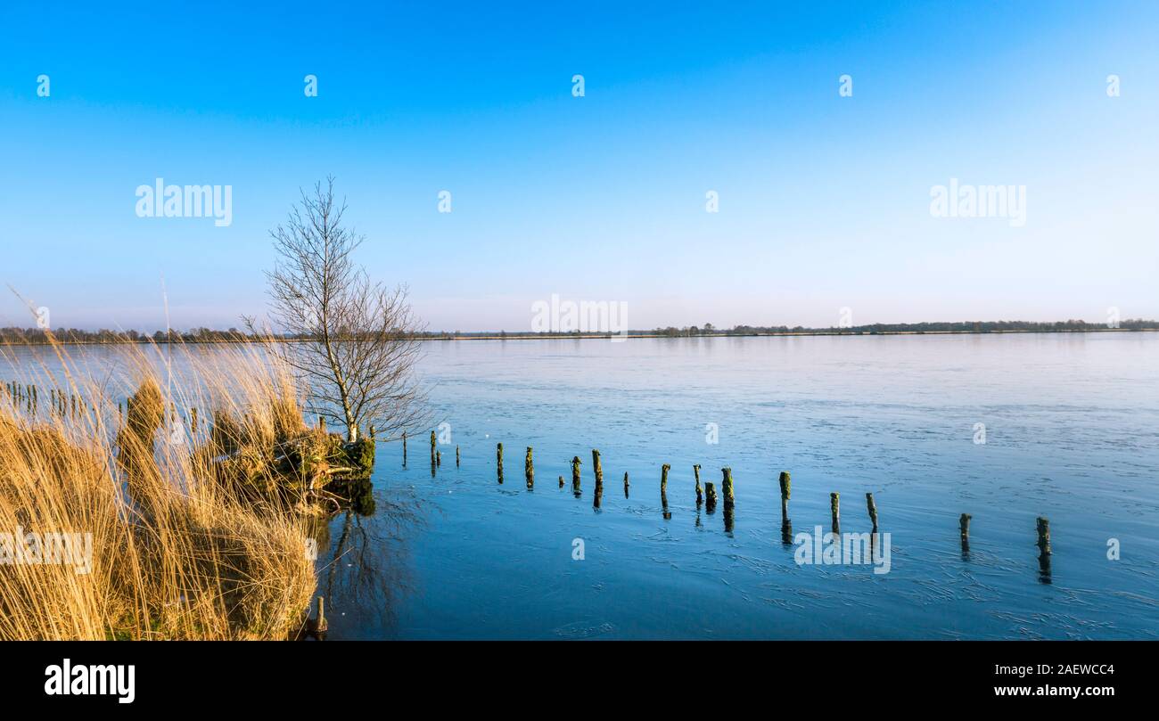 Una giornata invernale presso un lago Moro Foto Stock