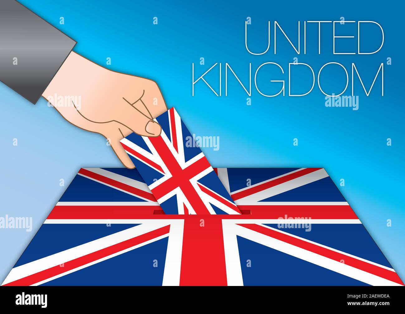 Regno Unito elezioni, urne con la bandiera del Regno Unito e simboli, illustrazione vettoriale Illustrazione Vettoriale