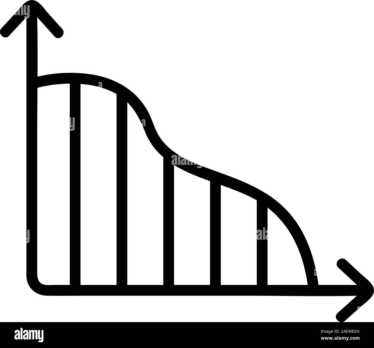 un vettore icona trend decrescente. Illustrazione del simbolo del contorno isolato Illustrazione Vettoriale