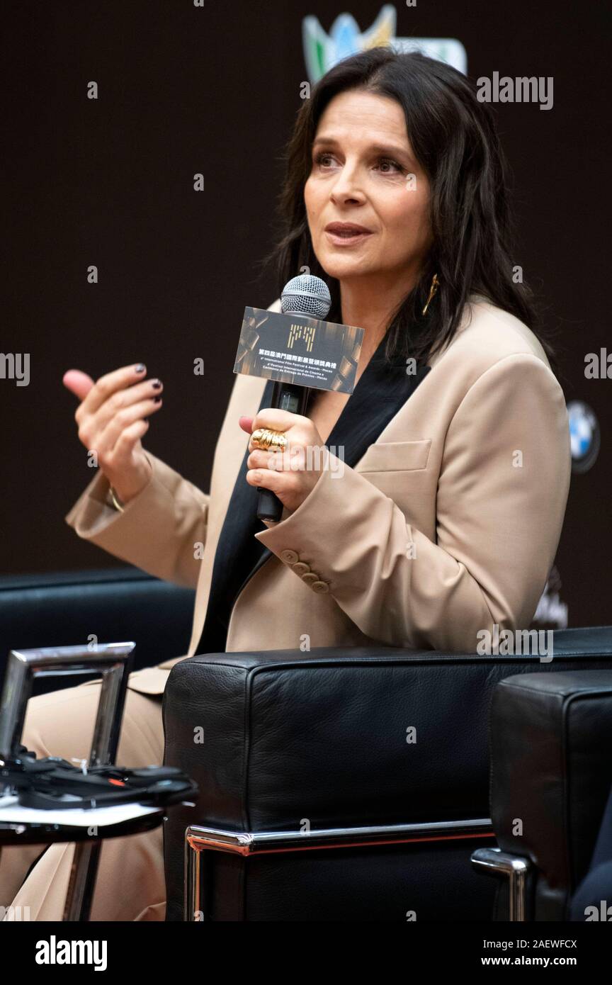 Juliette Binoche in un panel di discussione in corrispondenza del quarto Festival Internazionale del Film & Awards Macao al Macao centro culturale. Macao, 09.12.2019 | Utilizzo di tutto il mondo Foto Stock