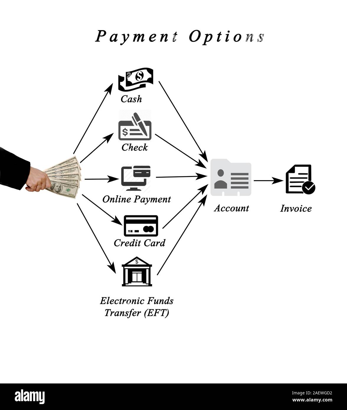 Diagramma delle opzioni di pagamento Foto Stock