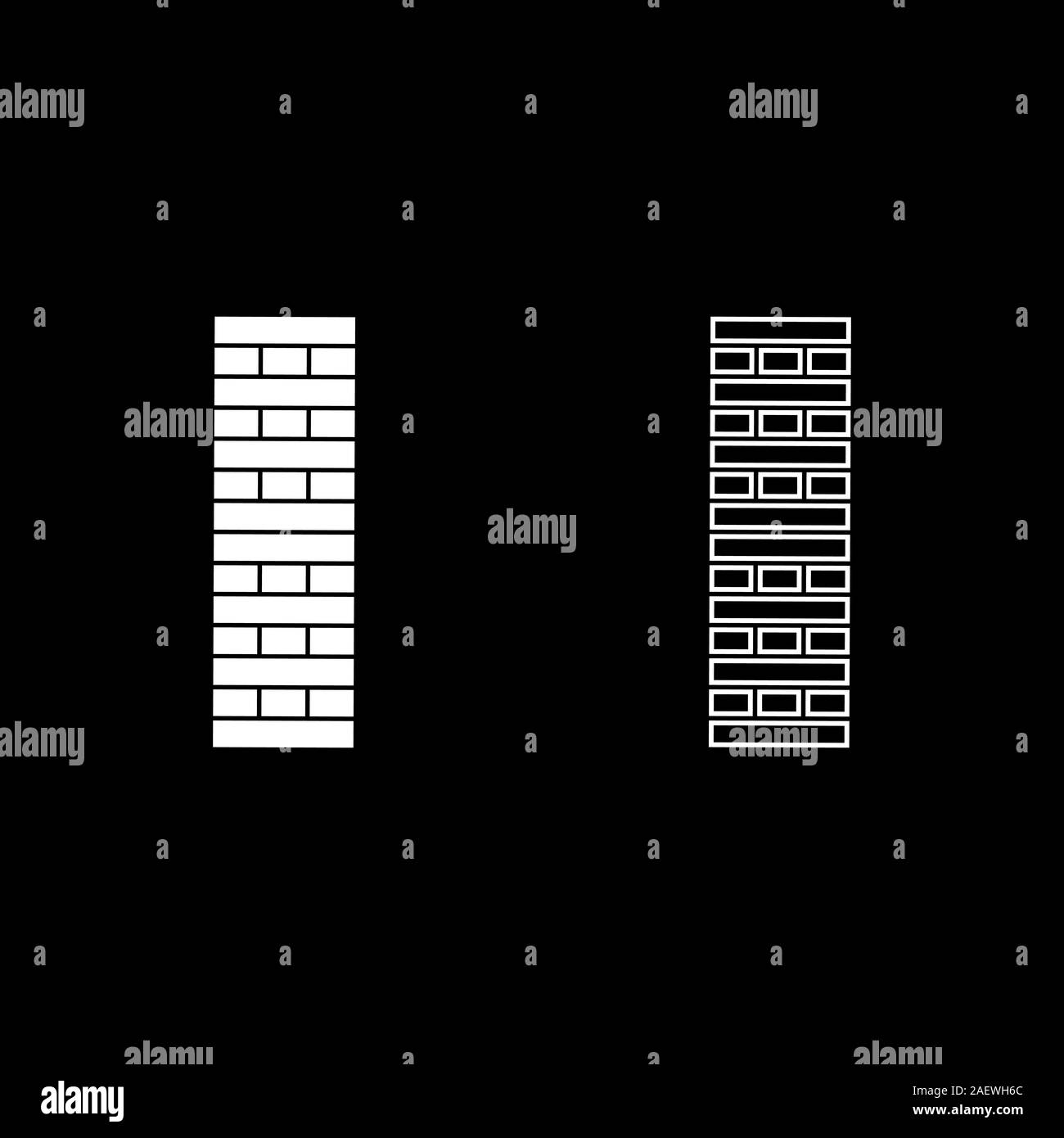 Pilastro di mattoni blocchi nella pila Jenga gioco per home per adulti e bambini tempo libero giochi da tavolo in legno icona blocco profilo impostare il colore bianco illustrazione vettoriale Illustrazione Vettoriale